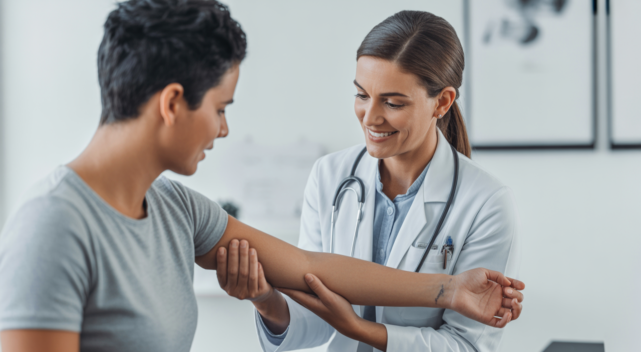 Medical professional assisting a patient at an urgent care clinic in Los Angeles